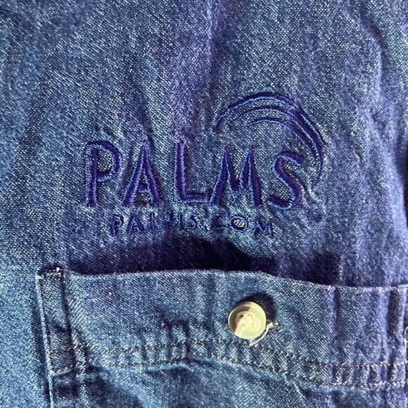 Palms Casino Resort Men's 3XL Denim Shirt Long Sleeve Button Down Logo Workwear - Picture 3 of 5